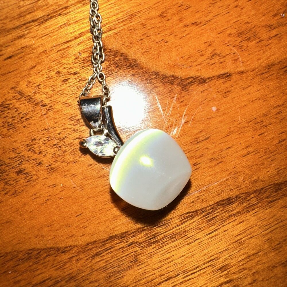 Silver Toned Whimsical Apple Pendant